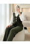 Tie-Front Vest Trousers Velvet Suit -Khaki - 3
