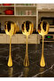 Set of 3 Stainless Steel Gold Serving and Table Spoons, Salad Spoons 21 cm - 2