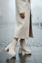 Leather Look Side Zipper High Thick Heeled Winter Women's Cream Short Boots Bootie - 4