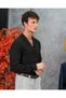Men's Black Long Sleeve Raw Linen Metal Button Shirt - 4
