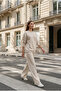 Beige Cotton Basic Top and Bottom Set with Elastic Waist Detail - 4