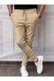Men's Cream Jogger Pants with Zipper Detail - 2