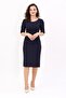 Cocktail Short Sleeve Dress-Navy Blue - 9002100 - 3