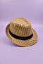 Striped Summer Straw Panama Trilby Hat - 3