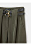 72220 Double Belted Pleated Fabric Trousers-Khaki - 8