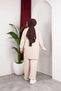 Moda Efsa Women's Beige Hijab Clothing Elegant Stone Detailed Tunic & Trousers Two-Piece Set - 3