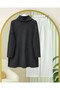 Turtleneck Slit Ribbed Knit Tunic -Anthracite - 7