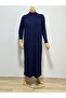 Long Underwear Dress 135 cm Long Sleeves Upright Half Turtleneck Lining Quality Combed Cotton Fabric Dark Blue
