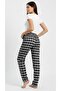 Black and White Checkered Soft Textured Relaxed Fit Women's Pajama Bottoms - 2