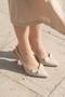 Beryls Women's Thick Bow Tie Pointed Toe Heeled Summer Shoes Beige
