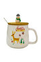 Snowman Christmas Deer Mug 14 oz with Spoon & Lid (Deer)