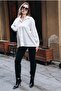 White Casual Oversize Satin Long Sleeve Women's Shirt - 5