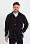 Men's Oversize Black Fleece Cardigan - Non-Pilling, Cold-Proof, Shirt Collar Rf0312 - 3