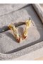 Gold Long Arrow Detailed Steel Earrings