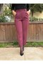 Women's Burgundy Pleated Belted Trousers