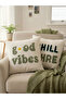 Green Good Vibes - Chill Here Written Punch Embroidered 2-Piece Throw Pillow Cover Set - 43 X 43 cm - - 3