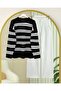 Round Neck Striped Soft Knit Sweater - Black - 6