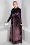 SIDE BINDING DETAILED VELVET EVENING DRESS 50281 - 2