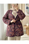 Double Pocket Snap Button Lined Quilted Jacket - Purple