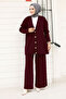 Buttoned Stone Knitwear Cardigan Set Tsd240932 Burgundy - 4