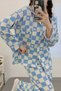 Women's Pajama Set Checkered Pattern With Heart Accents Girls Pajama - 4