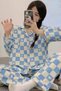 Women's Pajama Set Checkered Pattern With Heart Accents Girls Pajama - 2