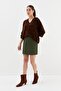 Suede mini skirt khaki - 4