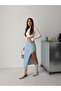 Women's Long Front Part Asymmetric Denim Skirt - 2
