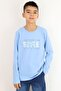 Boy's Long Sleeve T-Shirt Lettering Printed 6-12 Years Old, Light Blue