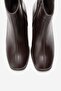 Napoli Brown Skin Genuine Leather Women's Thick Heeled Boots - 2