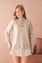 Women's Mock Neck Sleeves Button Detailed Soft Textured Fleece-Lined Knitwear Sweater - 3
