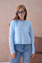 Women's Crew Neck Button Detailed Soft Textured Fleece-Lined Knitwear Jacket - 3