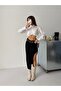 Women's Long Front Part Asymmetric Denim Skirt - 5