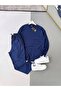 Men's Vertical Striped Stretch Fabric Ottoman Navy Blue Sweatshirt Navy Blue Trousers 2-Piece Set - 3