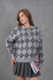Women's Polo Neck Half Placket Button Detail Patterned Oversized Knitwear Sweater - 4