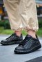 Yg-X500 Men's Lace-Up Casual Leather Sneaker Shoes Cst - Black/Gold - 3