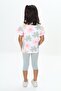 Girl's Sleeve Ruffle Detailed Floral Printed Capri Suit - 5
