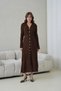Women's V-Neck Full Button Closure Belt Detail Maxi Length Ribbed Knit Dress - 4