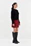 Suede mini skirt burgundy - 4
