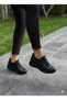 Black Leather Padding Stretch Fabric Women's Shoes
