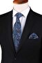 Smoked - Indigo Blue Floral Pattern Printed Handkerchief Classic Tie Kk13349