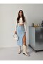 Women's Long Front Part Asymmetric Denim Skirt