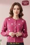Women's Knitwear Cardigan Buttoned Crew Neck Short Bow Detail Cardigan
