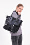 New Season Briella Black Shiny Faux Leather and Zippered Stylish Bag - 4