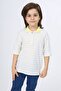 Boys' Striped Polo Neck Buttoned Short Sleeve T-Shirt