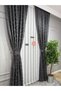 Embroidered Modern Anthracite Gray Pompom Background Curtain Sparse Pleated Single Panel 1/2 + Laces Gift - 7