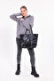 New Season Briella Black Shiny Faux Leather and Zippered Stylish Bag - 3