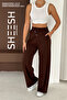 Soft Textured Wide Leg Premium Modal Brown Palazzo Pants Sweatpants