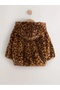 Brown Leopard Animal Print Faux Fur Zipper Jacket - 5