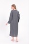 Women's Anthracite Plus Size Cotton Buttoned Long Nightgown - 8